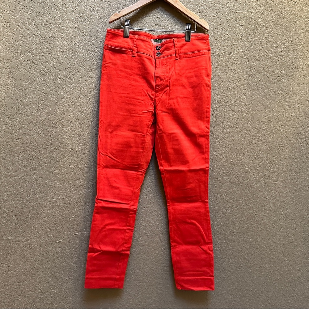 Anthropologie Bright Red orange Straight Leg Jeans